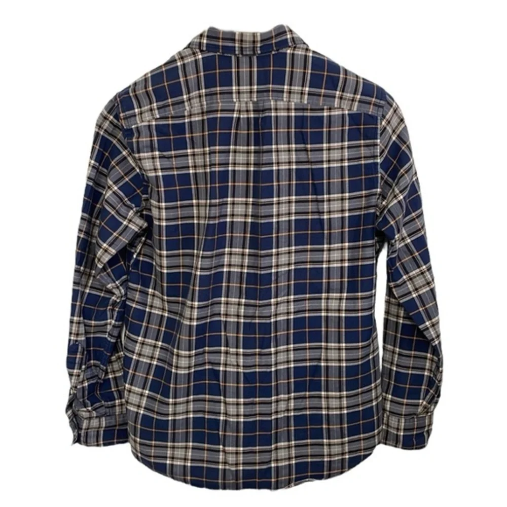 J. Crew men’s Medium blue &‎ white plaid lightweight cotton flannel shirt. EUC